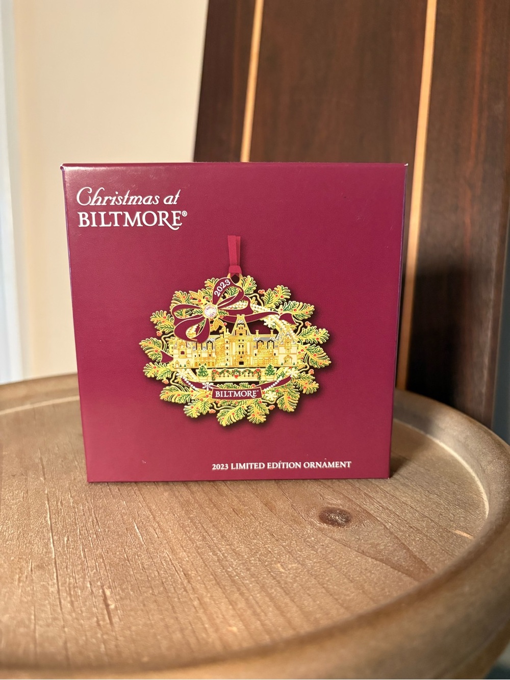 Christmas at Biltmore 2023 Limited Edition Ornament, Burgundy/Gold, Original Box
